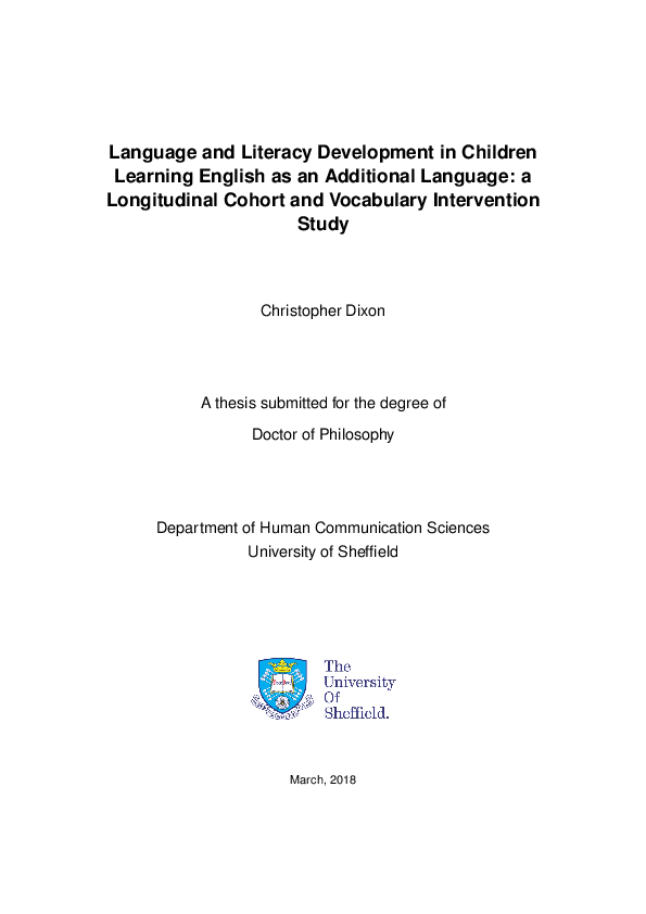 (PDF) Language and Literacy Development in Children Learning English as ...