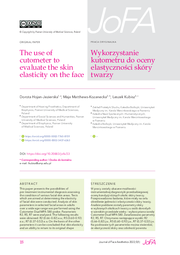 (PDF) The use of cutometer to evaluate the skin elasticity on the face