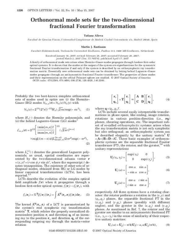 (PDF) Orthonormal mode sets for the two-dimensional fractional Fourier ...