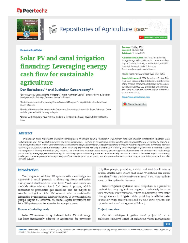 (PDF) View of Solar PV and canal irrigation f... cash flow for ...