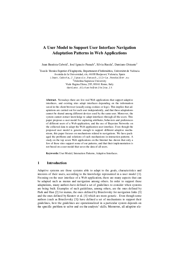 (PDF) A User Model to Support User Interface Navigation Adaptation ...