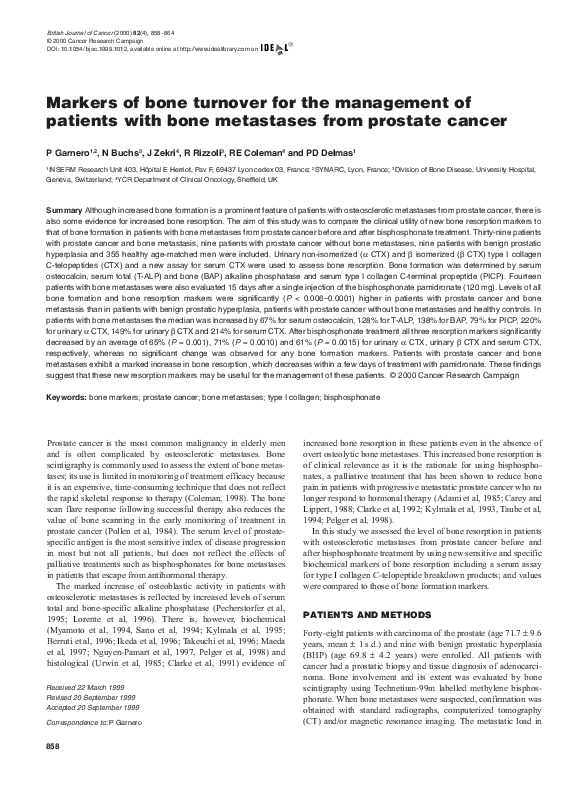 (PDF) Markers of bone turnover for the management of patients with bone ...