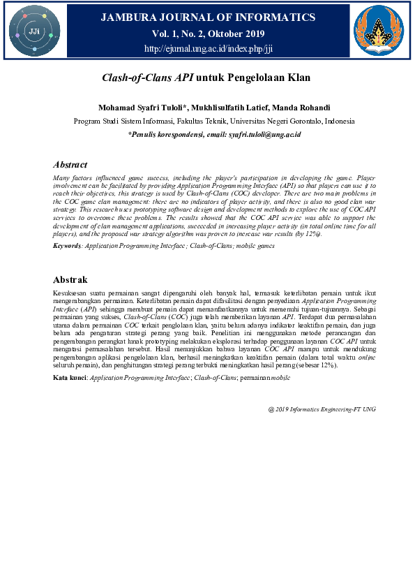 (PDF) Clash-Of-Clans Api Untuk Pengelolaan Klan