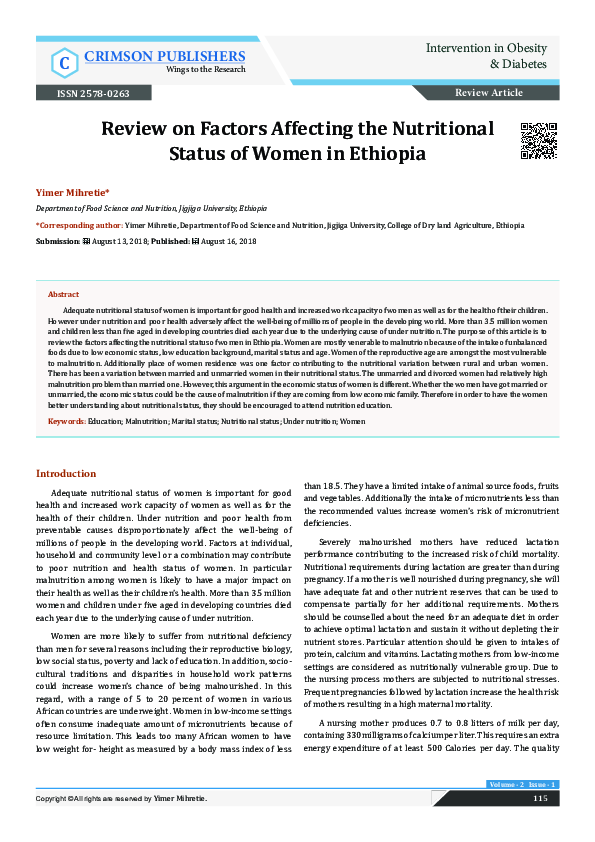 (PDF) Review on Factors Affecting the Nutritional Status of Women in ...