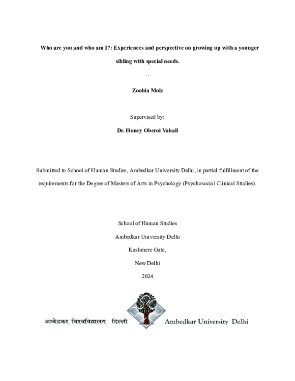 (PDF) Experiences and perspective on growing up with a younger sibling ...