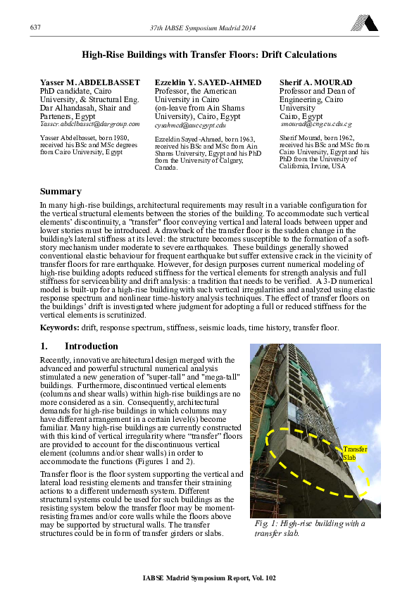 (PDF) High-Rise Buildings with Transfer Floors: Drift Calculations