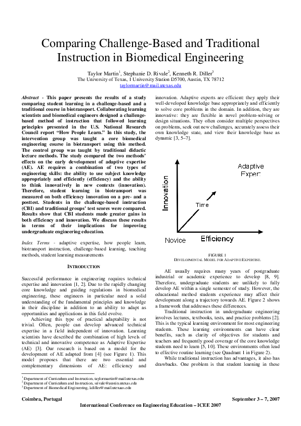 (PDF) Comparing Challenge-Based and Traditional Instruction in ...