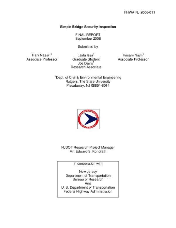 (PDF) Simple bridge security inspection : final report, September 2006