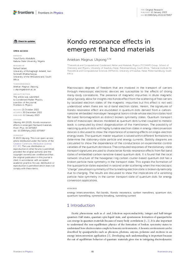 (PDF) Kondo resonance effects in emergent flat band materials