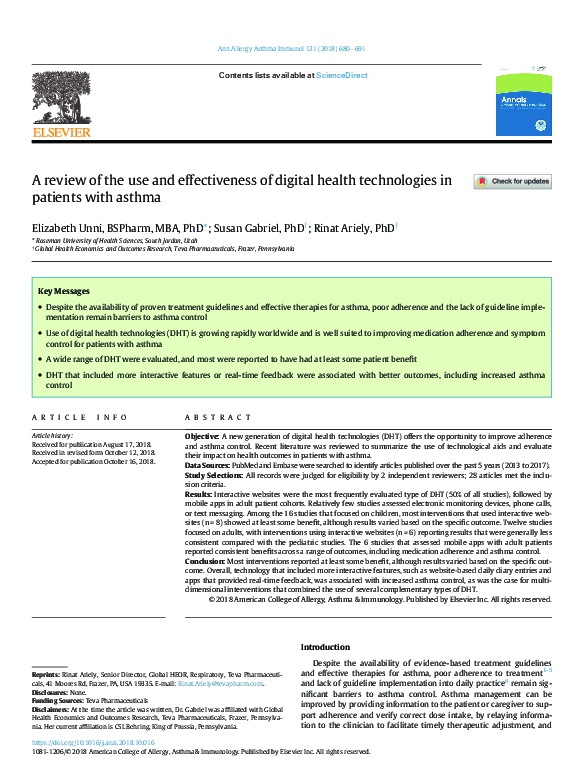 (PDF) A Review of the Use and Effectiveness of Digital Health ...