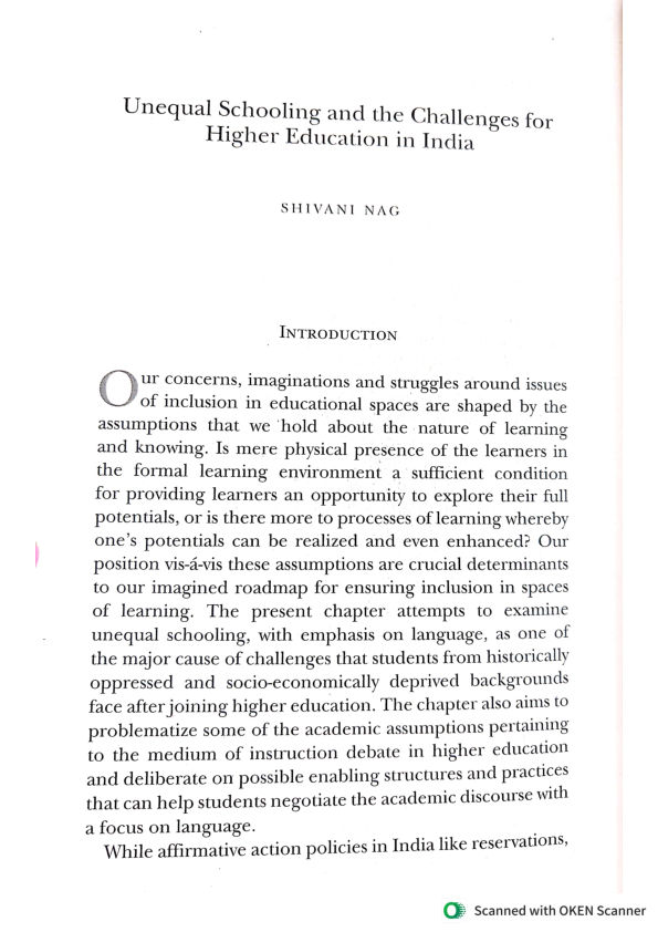 (PDF) Unequal schooling and challenges for higher education in India