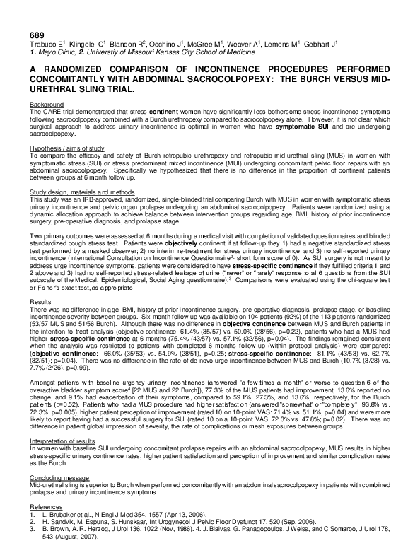 (PDF) A randomized comparison of incontinence procedures performed ...