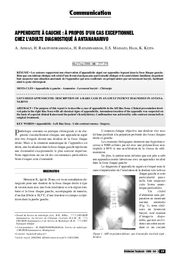 (PDF) [Left-sided appendicitis: description of a rare case in an adult ...