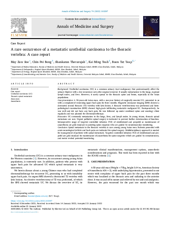 (PDF) A rare occurrence of a metastatic urothelial carcinoma to the ...