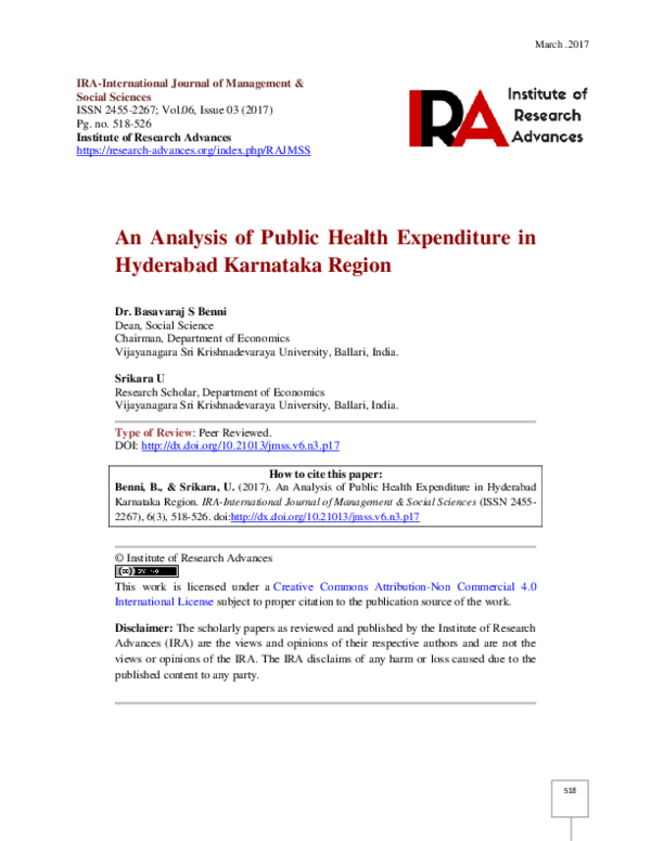(PDF) An Analysis of Public Health Expenditure in Hyderabad Karnataka ...