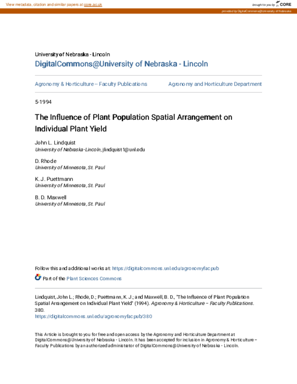 (PDF) The Influence of Plant Population Spatial Arrangement on ...