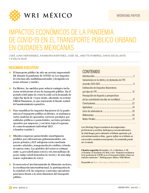 (PDF) Impactos económicos de la pandemia de COVID-19 en el transporte ...