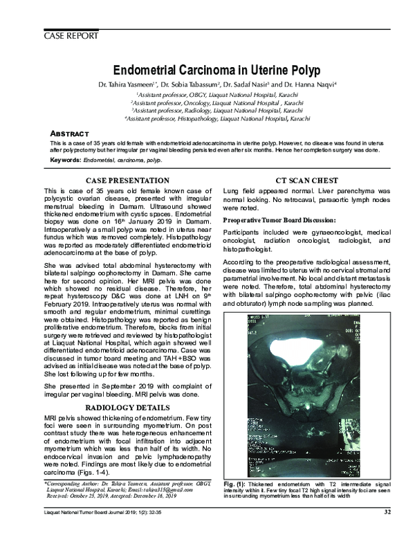 (PDF) Endometrial Carcinoma in Uterine Polyp