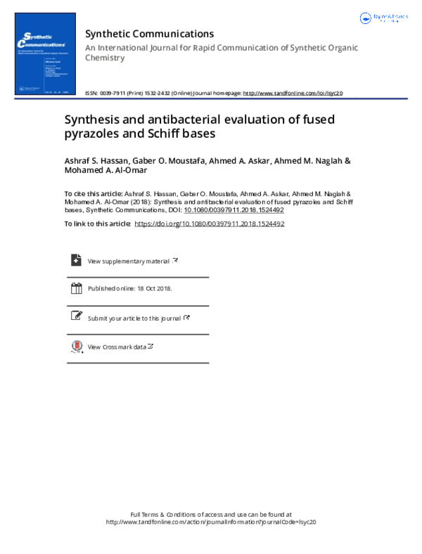 (PDF) Synthesis and antibacterial evaluation of fused pyrazoles and ...