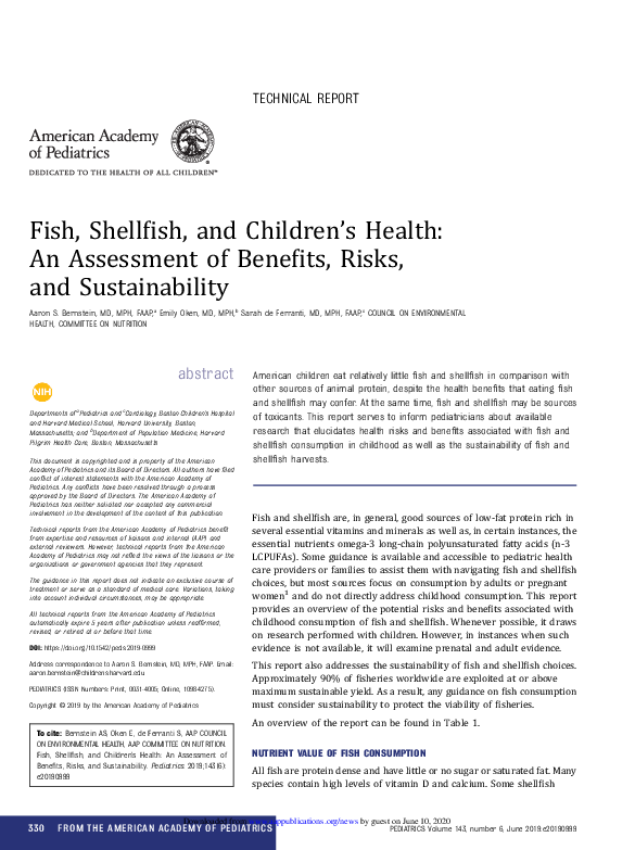 (PDF) Fish, Shellfish, and Children’s Health: An Assessment of Benefits ...