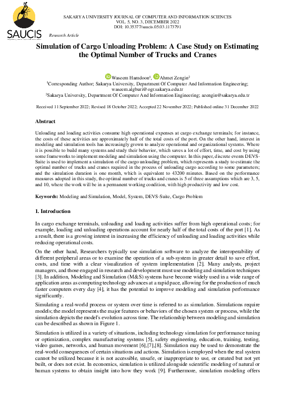 (PDF) Simulation of Cargo Unloading Problem: A Case study on estimating ...