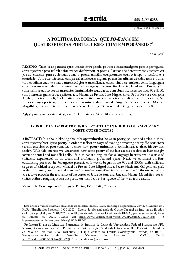 (PDF) A POLÍTICA DA POESIA: QUE PO-ÉTICA EM QUATRO POETAS PORTUGUESES ...