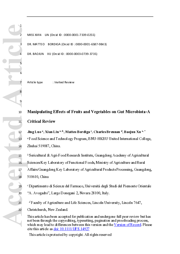 (PDF) Manipulating effects of fruits and vegetables on gut microbiota ...