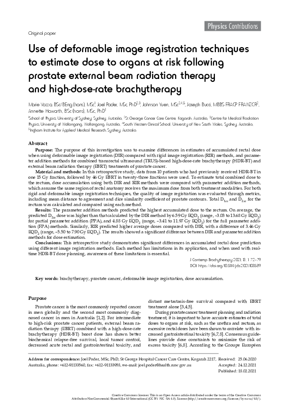 (PDF) Use of deformable image registration techniques to estimate dose ...