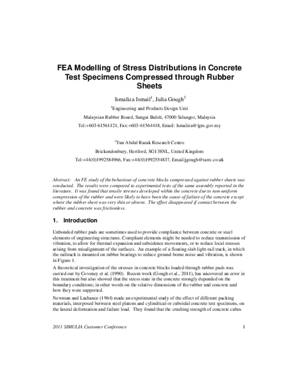 (PDF) FEA Modelling of Stress Distributions in Concrete Test Specimens ...