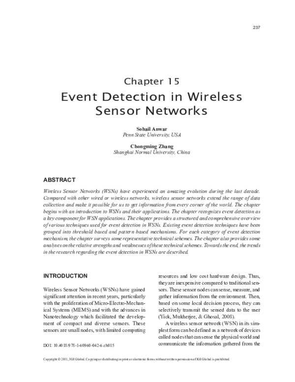 (PDF) Event Detection in Wireless Sensor Networks
