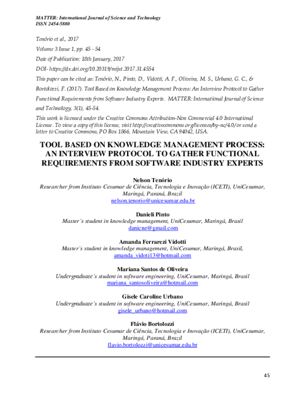 (PDF) Tool Based on Knowledge Management Process: An Interview Protocol ...