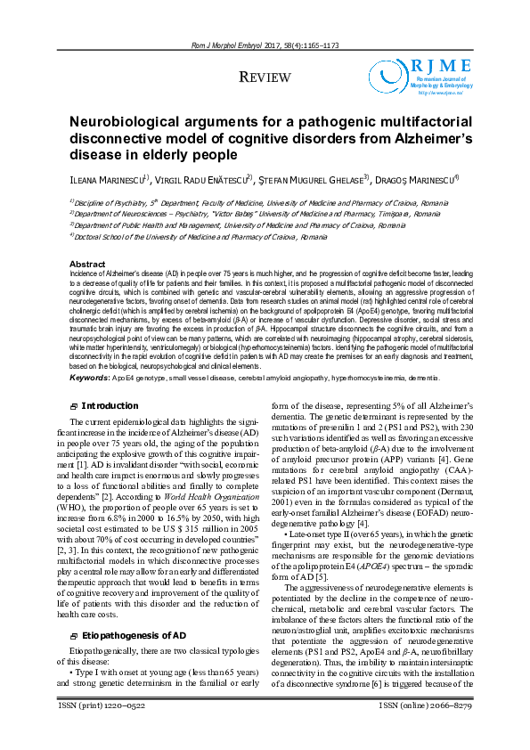 (PDF) Neurobiological arguments for a pathogenic multifactorial ...
