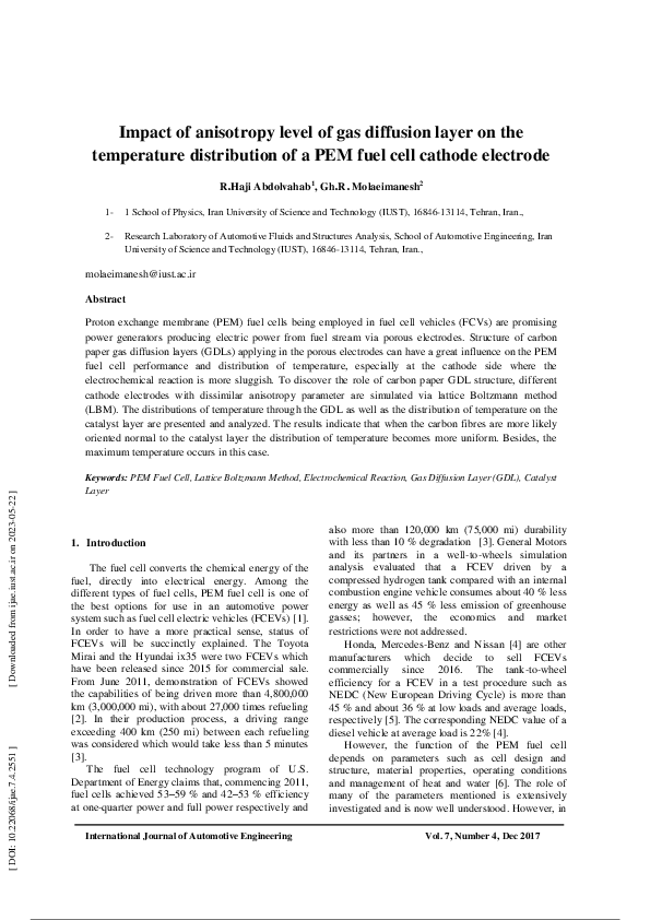 (PDF) Impact of anisotropy level of gas diffusion layer on the ...