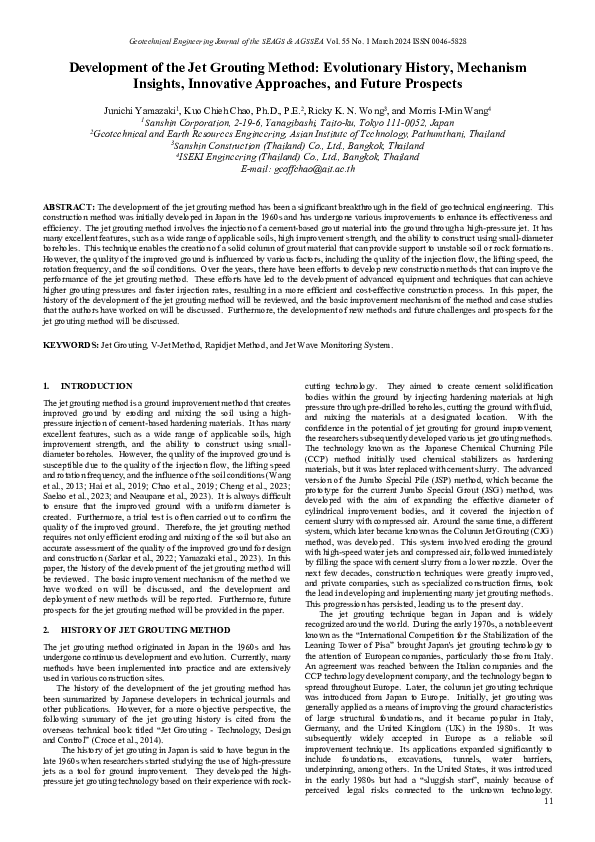 (PDF) Development of the Jet Grouting Method: Evolutionary History ...