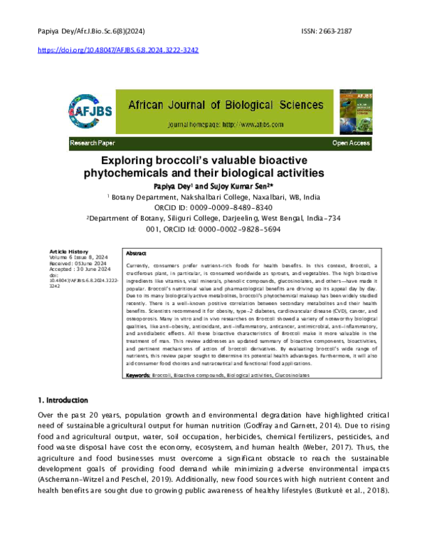 (PDF) Exploring broccoli's valuable bioactive phytochemicals and their ...