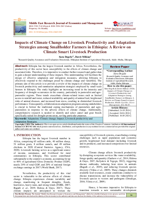 (PDF) Impacts of Climate Change on Livestock Productivity and ...