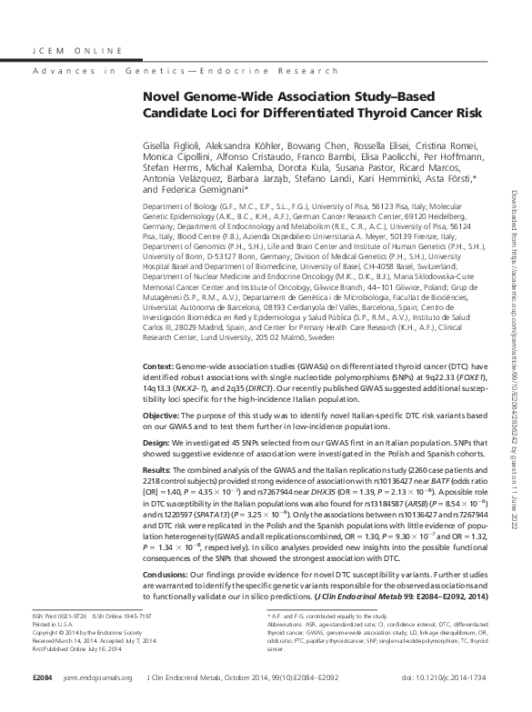 (PDF) Novel Genome-Wide Association Study–Based Candidate Loci for ...