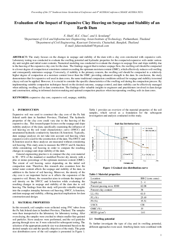 (PDF) Evaluation of the Impact of Expansive Clay Heaving on Seepage and ...