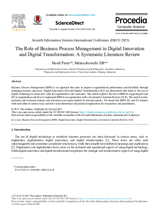 (PDF) The Role of Business Process Management in Digital Innovation and ...