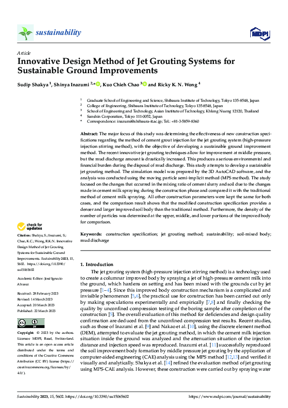 (PDF) Innovative Design Method of Jet Grouting Systems for Sustainable ...