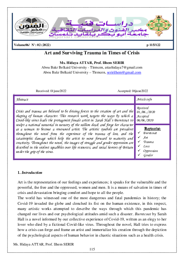 (PDF) Art and Surviving Trauma in Times of Crisis