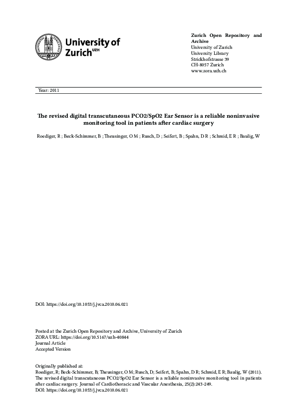 (PDF) The Revised Digital Transcutaneous PCO2/SpO2 Ear Sensor Is a ...