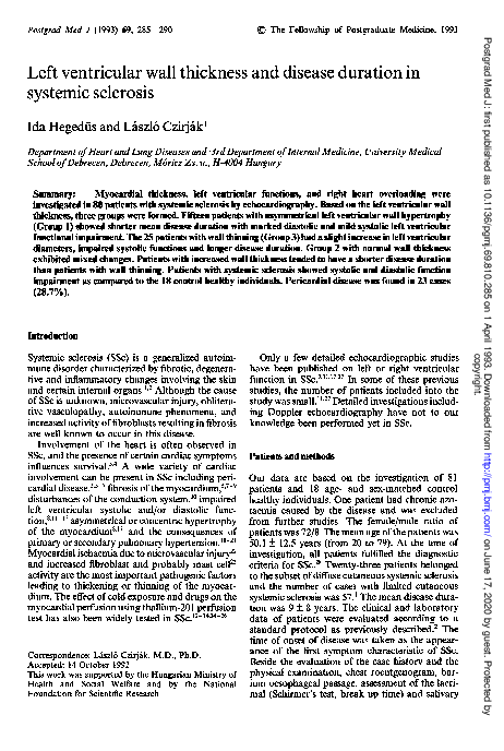 (PDF) Left ventricular wall thickness and disease duration in systemic ...