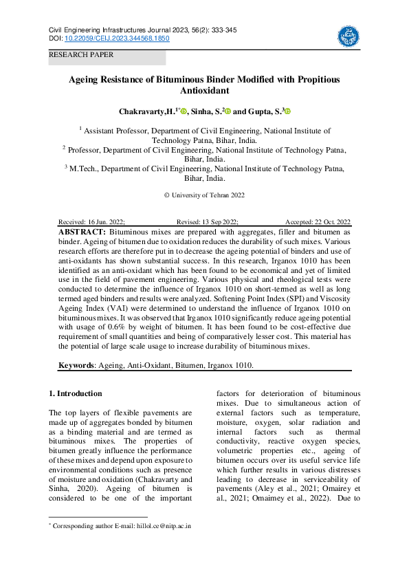 (PDF) Ageing Resistance of Bituminous Binder Modified with Propitious ...