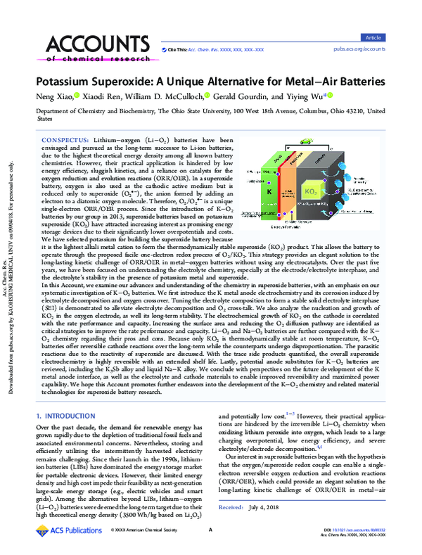 (PDF) Potassium Superoxide: A Unique Alternative for Metal–Air Batteries