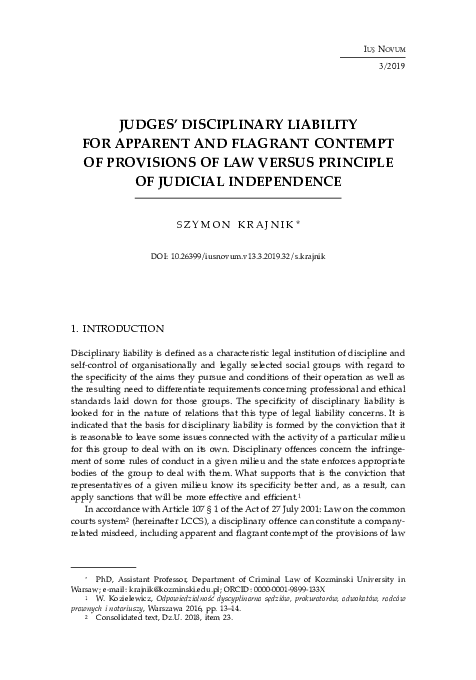(PDF) Judges’ disciplinary liability for apparent and flagrant contempt ...