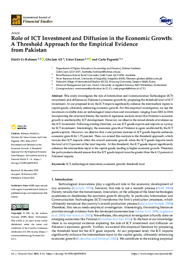 (PDF) Role of ICT Investment and Diffusion in the Economic Growth: A ...