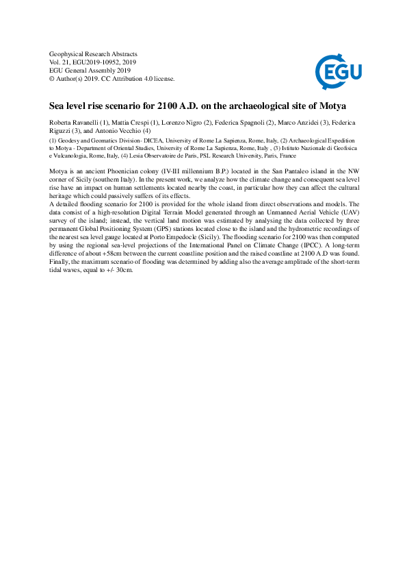 (PDF) Sea level rise scenario for 2100 A.D. for the archaeological site ...