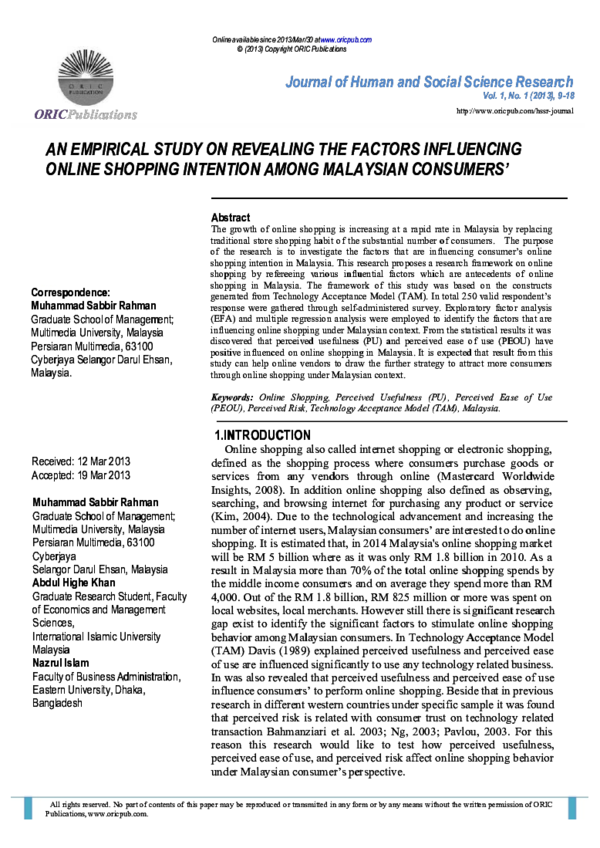 (PDF) An Empirical Study on Revealing the Factors Influencing Online ...