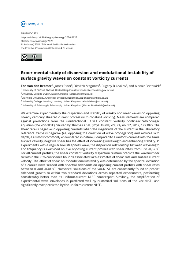 (PDF) Experimental study of dispersion and modulational instability of ...